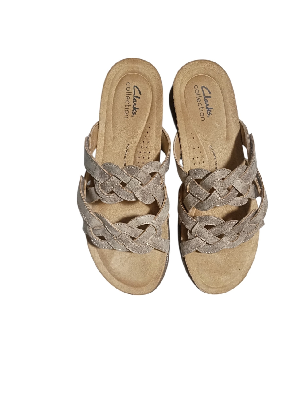 Clarks Braided Slide Sandals in Taupe